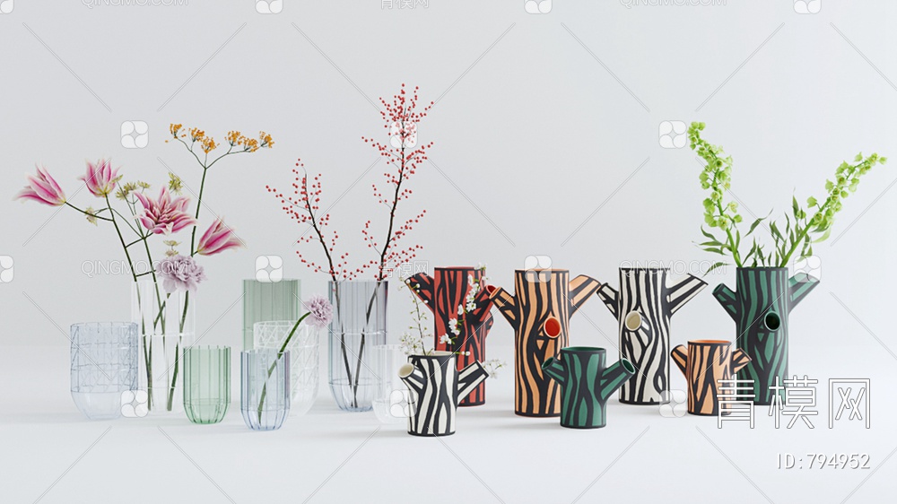 花瓶植物盆栽组合3D模型下载【ID:794952】