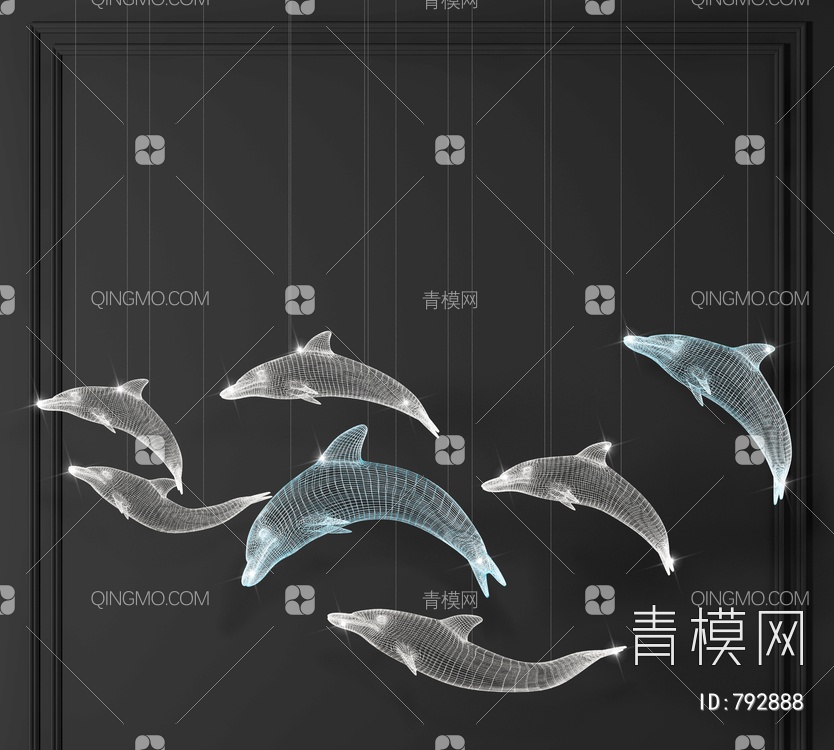 海豚装饰吊灯3D模型下载【ID:792888】