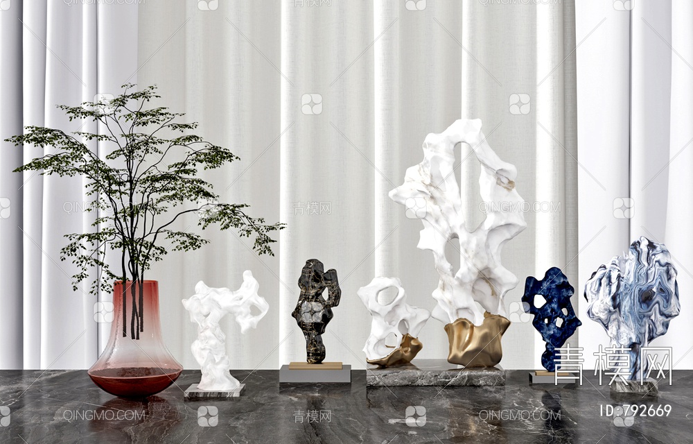 太湖石雕塑3D模型下载【ID:792669】