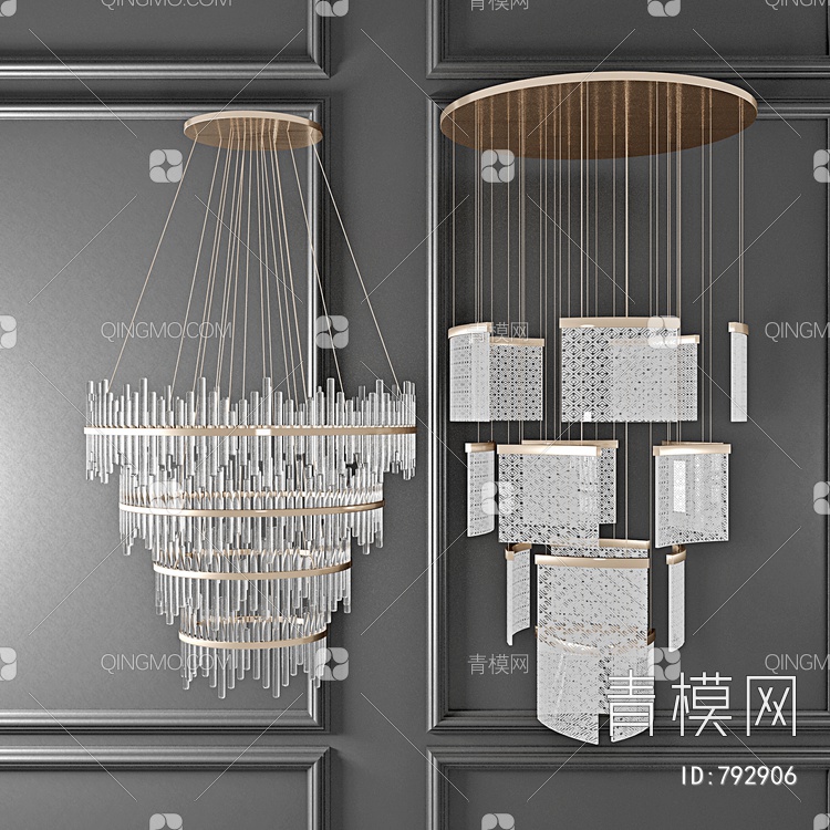 多层水晶吊灯3D模型下载【ID:792906】