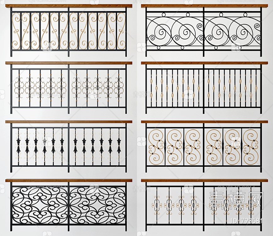 铁艺栏杆，护栏3D模型下载【ID:793581】