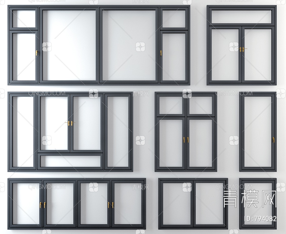 铝合金窗户，建筑窗3D模型下载【ID:794082】