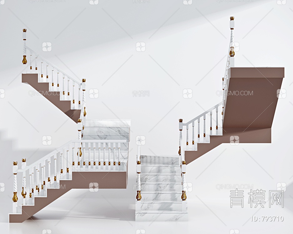大理石转角楼梯3D模型下载【ID:793710】