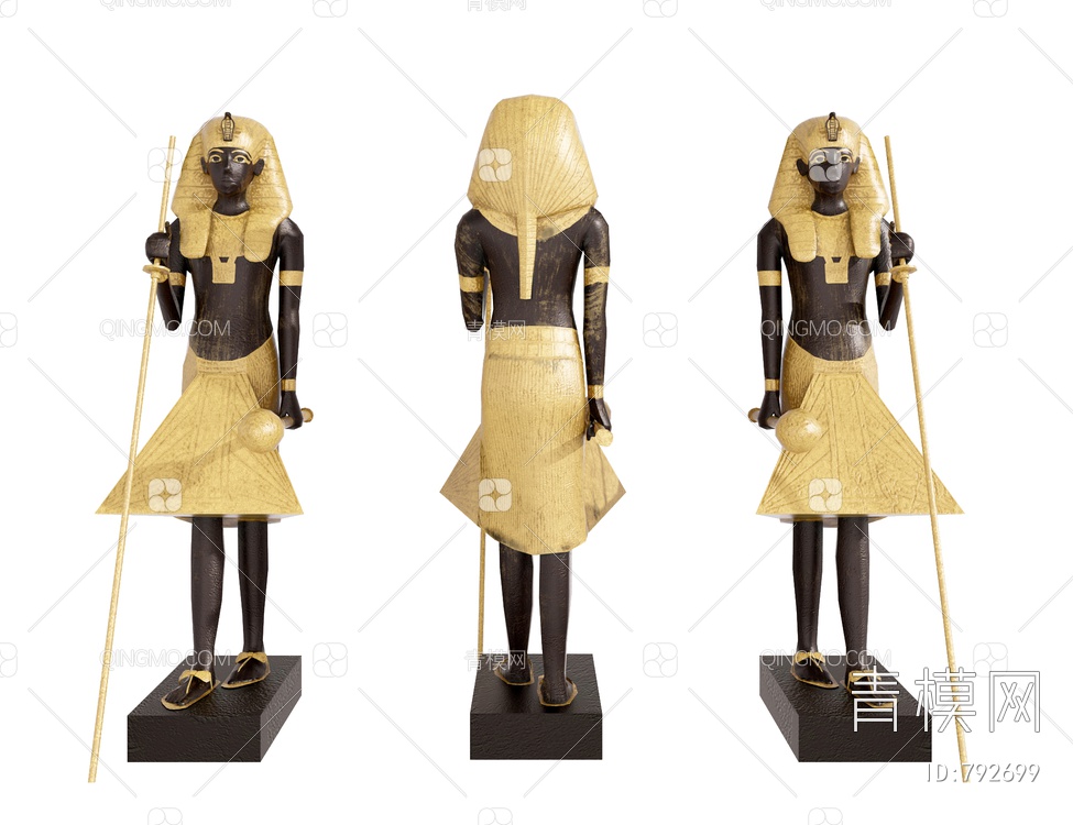 埃及法老雕塑3D模型下载【ID:792699】