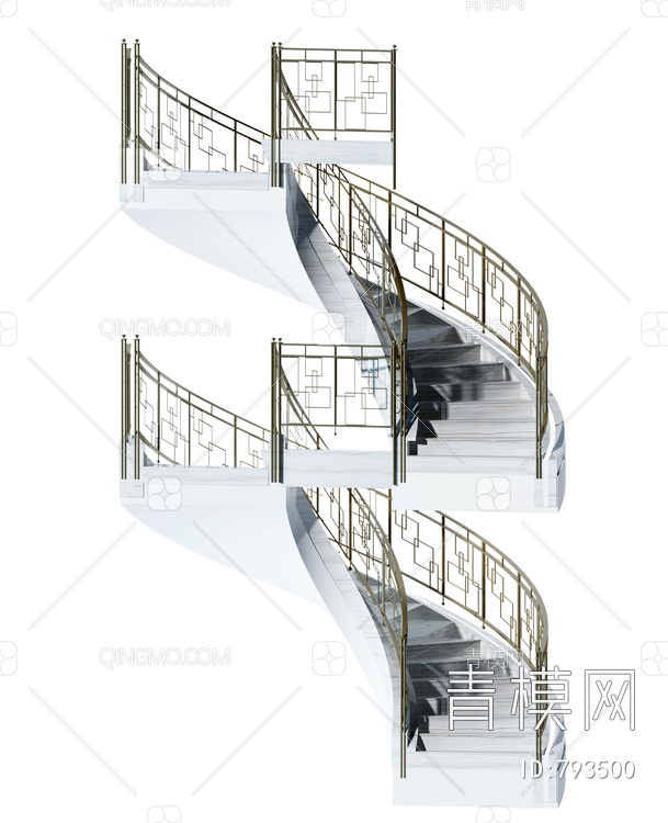 金属楼梯护栏3D模型下载【ID:793500】