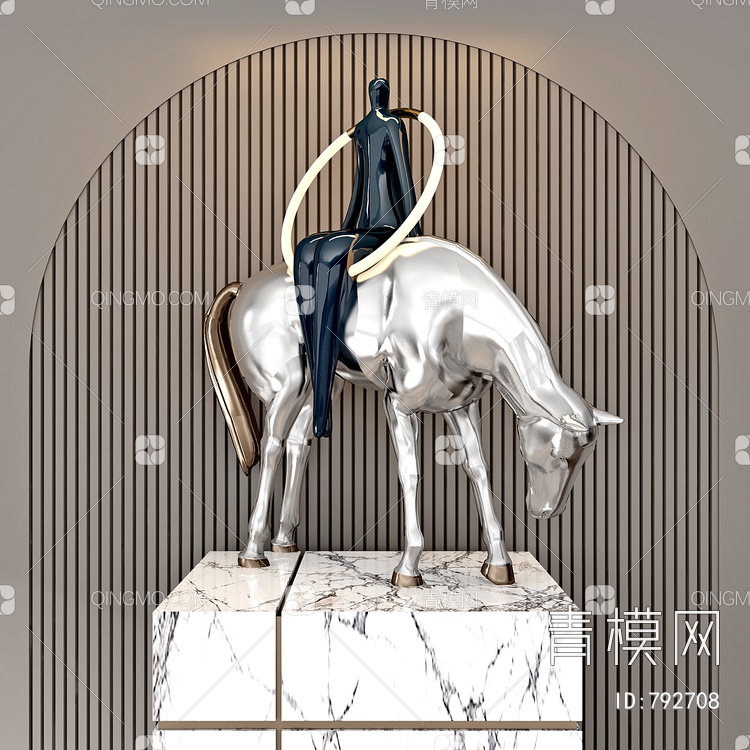 抽象人物骑马雕塑3D模型下载【ID:792708】