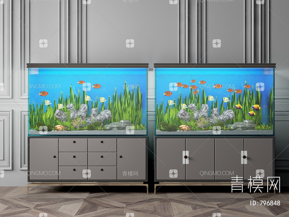 水族鱼缸，3D模型下载【ID:796848】