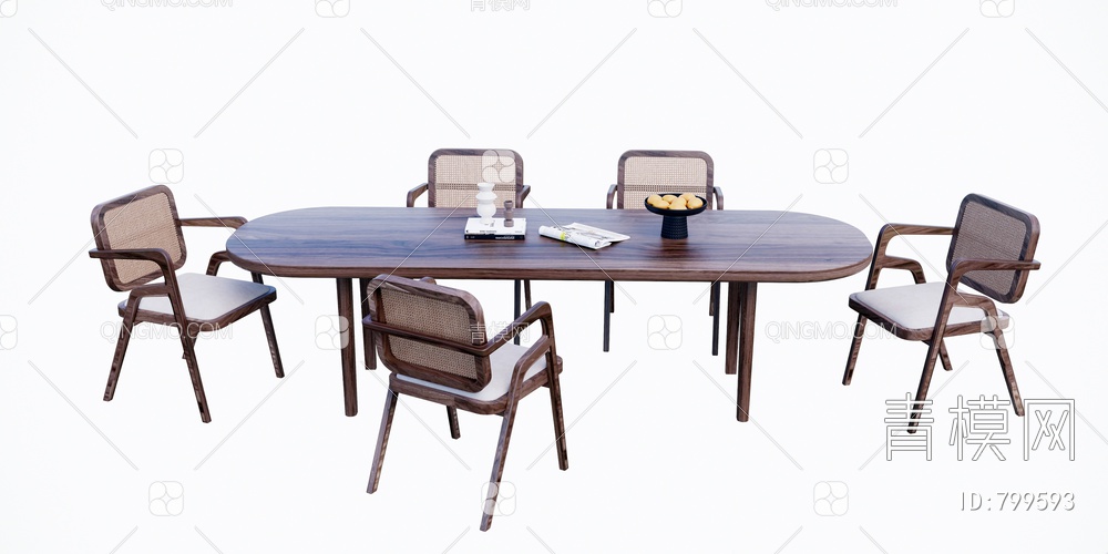 餐桌椅组合SU模型下载【ID:799593】