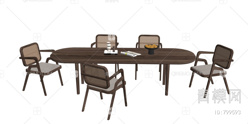 餐桌椅组合SU模型下载【ID:799593】