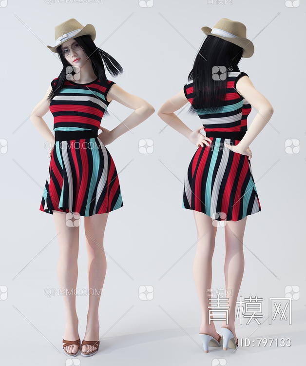 时尚美女人物3D模型下载【ID:797133】