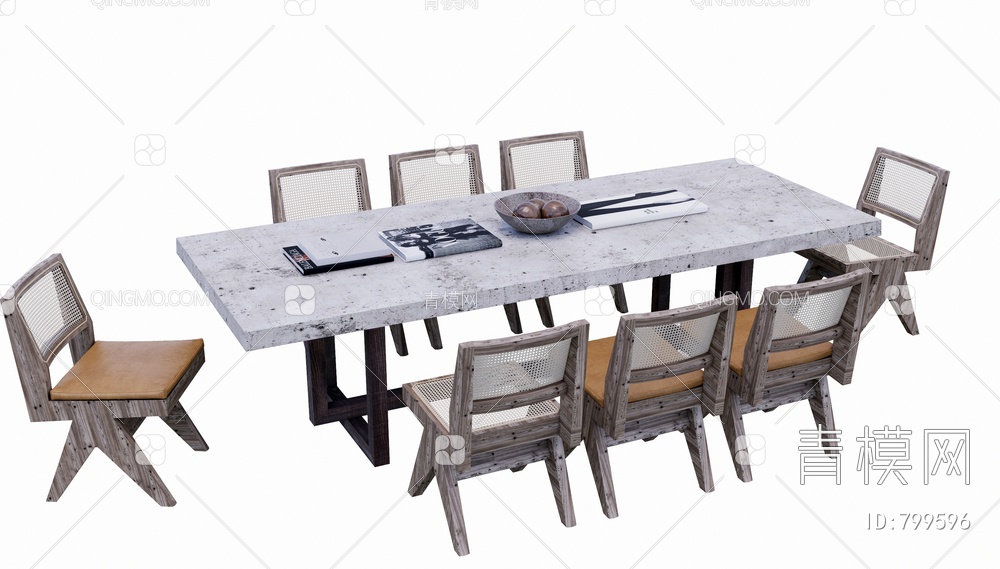 餐桌椅组合SU模型下载【ID:799596】