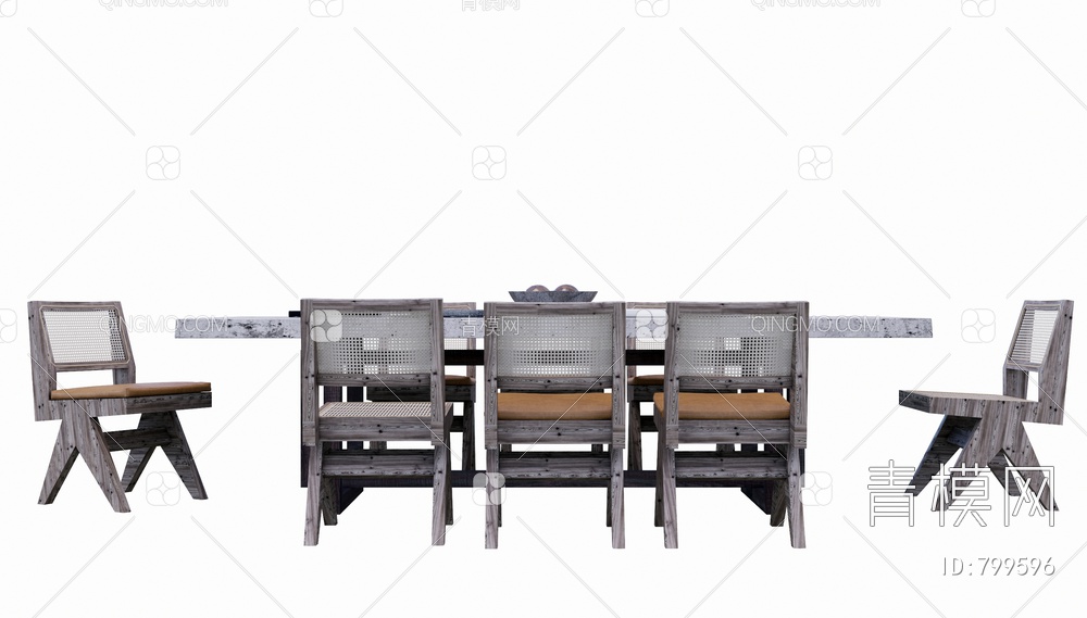 餐桌椅组合SU模型下载【ID:799596】