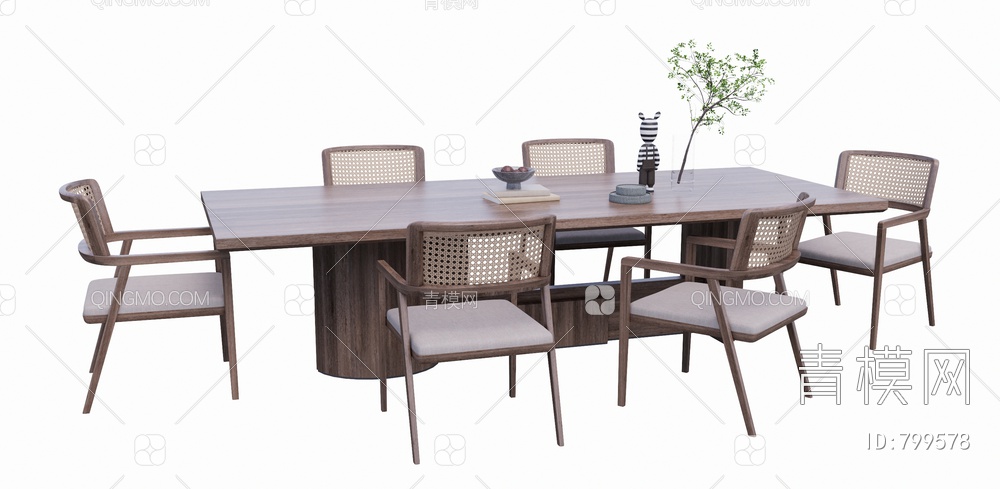 餐桌椅组合SU模型下载【ID:799578】