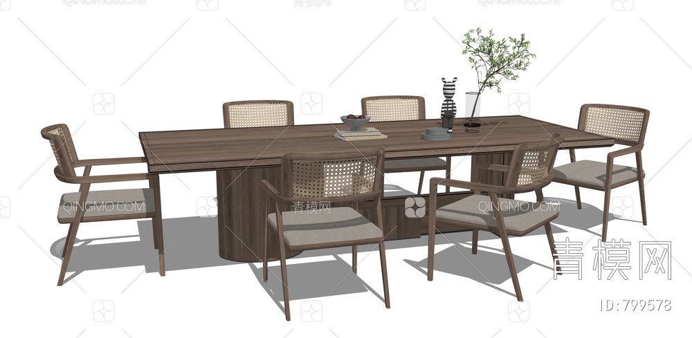 餐桌椅组合SU模型下载【ID:799578】