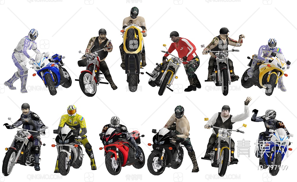 摩托车骑手，人物3D模型下载【ID:797109】