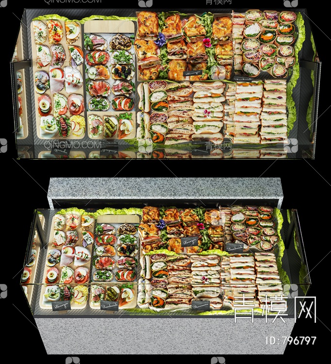 超市食品货架，3D模型下载【ID:796797】