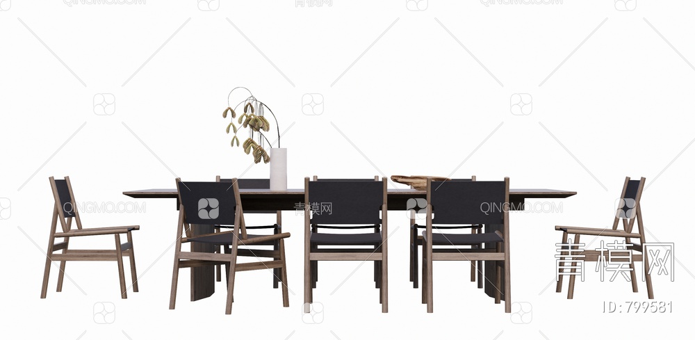 餐桌椅组合SU模型下载【ID:799581】