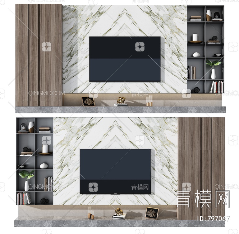 大理石电视背景墙3D模型下载【ID:797067】