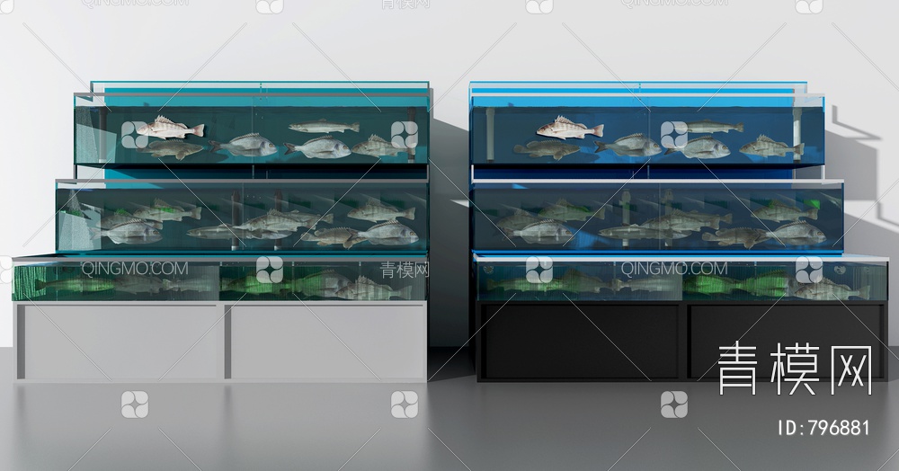 海鲜酒楼展示鱼缸3D模型下载【ID:796881】