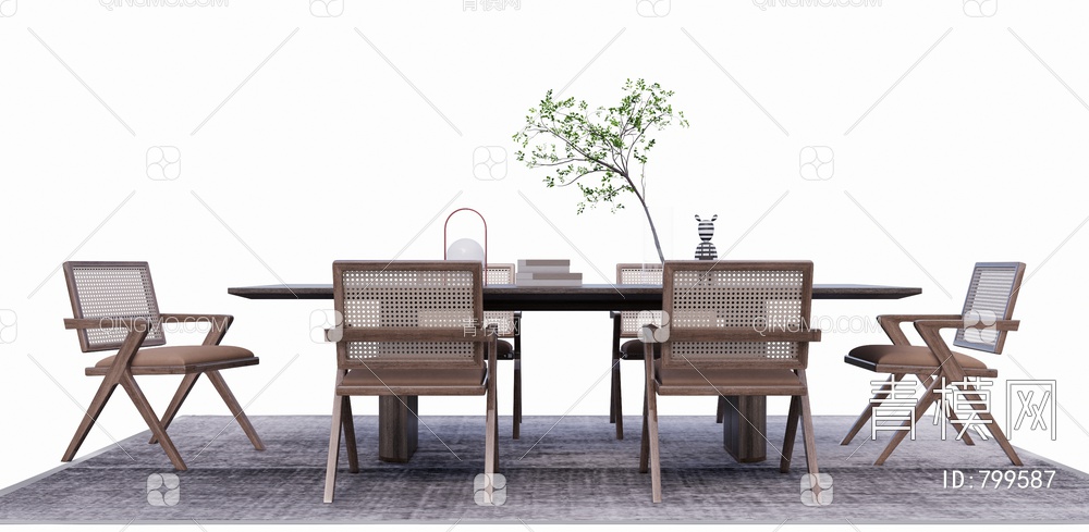 餐桌椅组合SU模型下载【ID:799587】