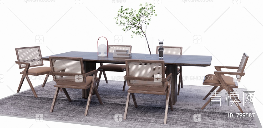 餐桌椅组合SU模型下载【ID:799587】