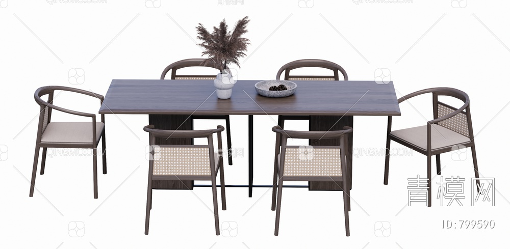 餐桌椅组合SU模型下载【ID:799590】