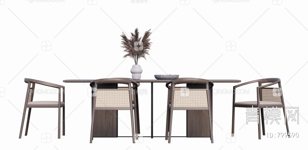 餐桌椅组合SU模型下载【ID:799590】
