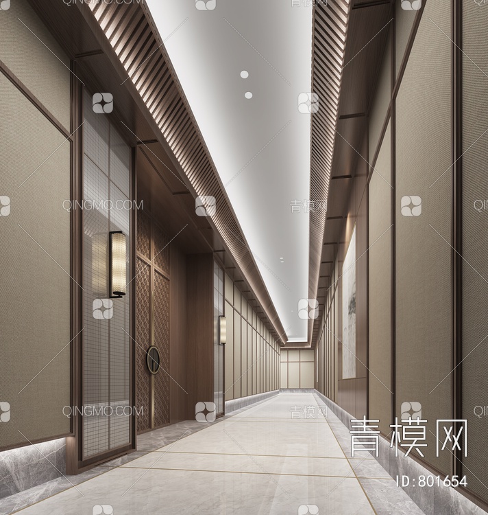 酒店走廊过道，3D模型下载【ID:801654】