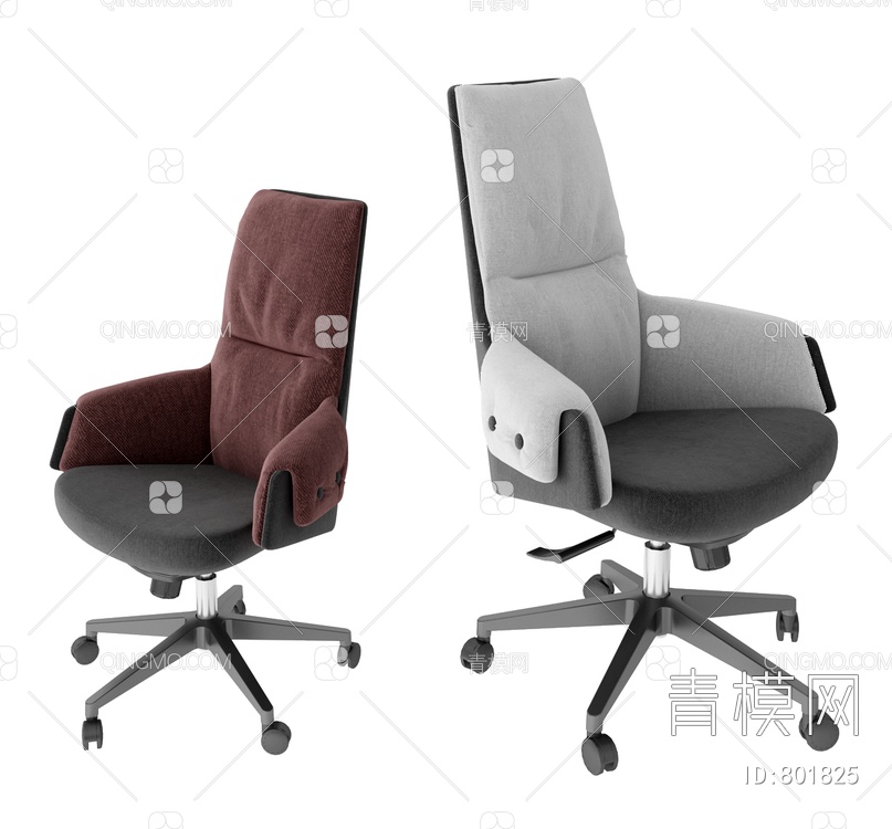 布艺办公椅转椅3D模型下载【ID:801825】