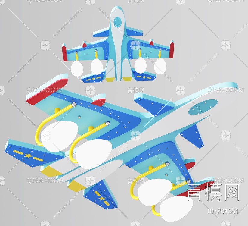 儿童飞机吸顶灯3D模型下载【ID:801351】