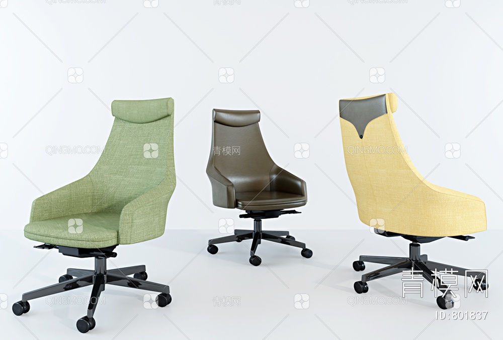 布艺皮革办公椅3D模型下载【ID:801837】