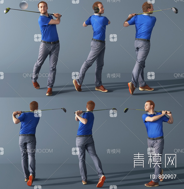 人物  男人 打高尔夫的人3D模型下载【ID:800907】