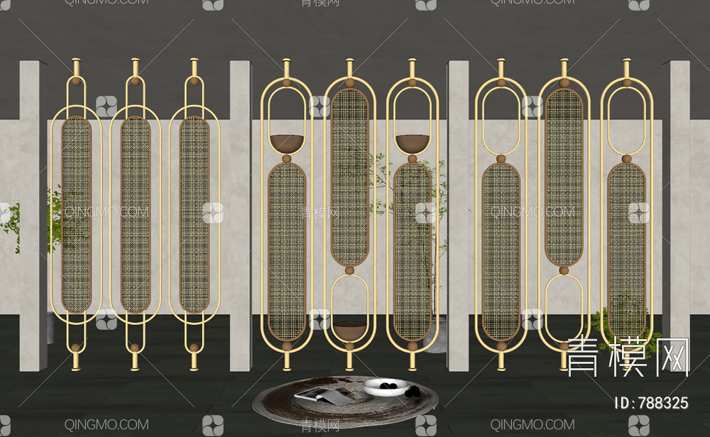 屏风隔断SU模型下载【ID:788325】