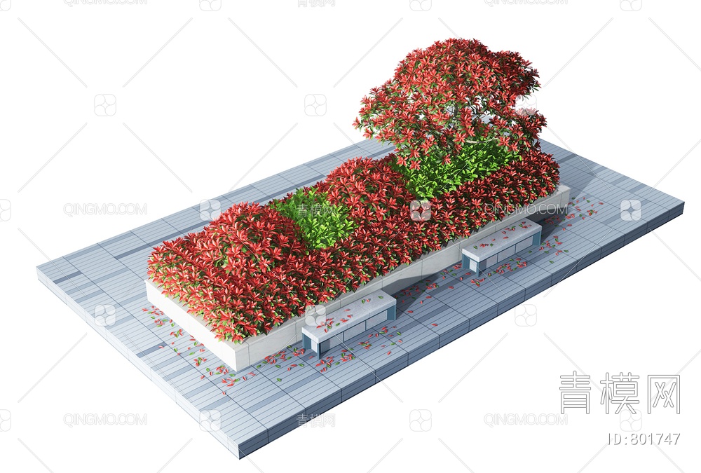 红叶石楠 灌木3D模型下载【ID:801747】