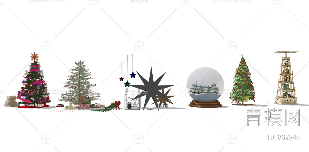 圣诞礼物 圣诞树SU模型下载【ID:802944】