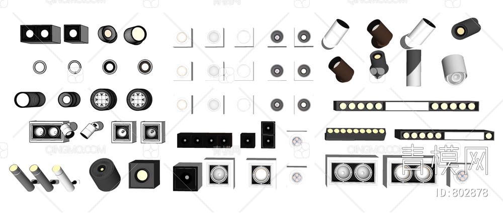 筒灯射灯 吸顶灯SU模型下载【ID:802878】