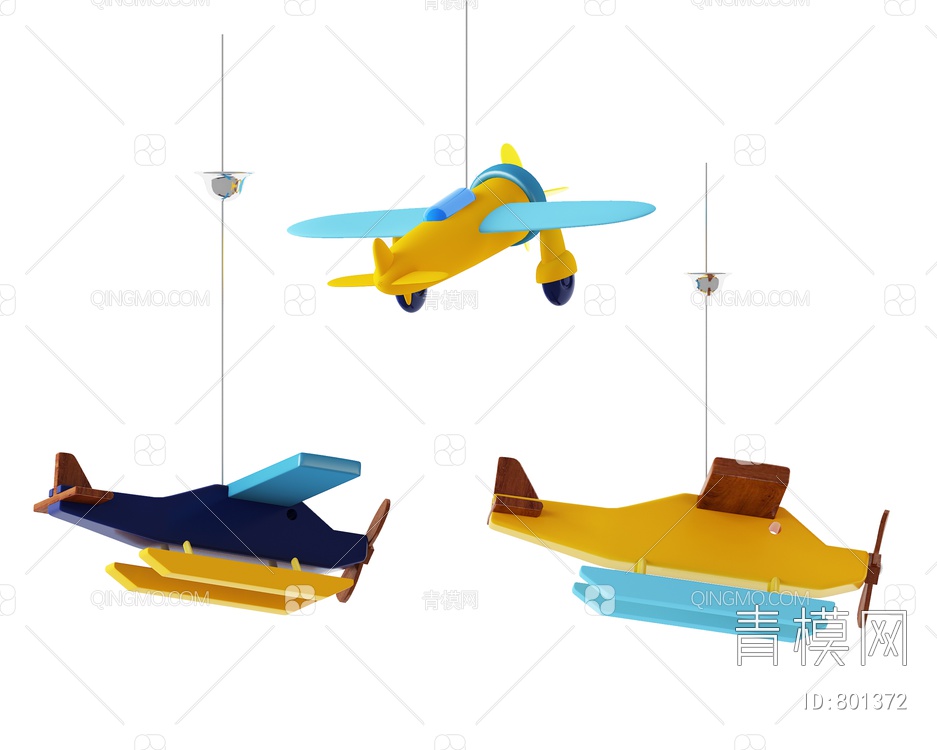 飞机儿童吊灯3D模型下载【ID:801372】