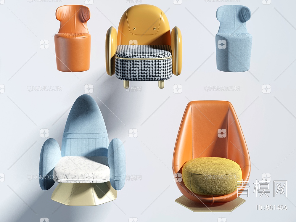 单人儿童沙发座椅3D模型下载【ID:801456】