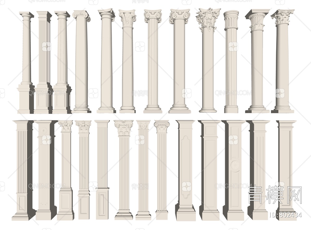 罗马柱 雕花立柱SU模型下载【ID:802434】