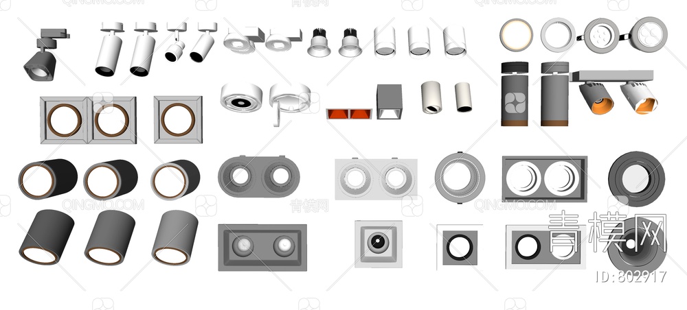 筒灯射灯 吸顶灯SU模型下载【ID:802917】
