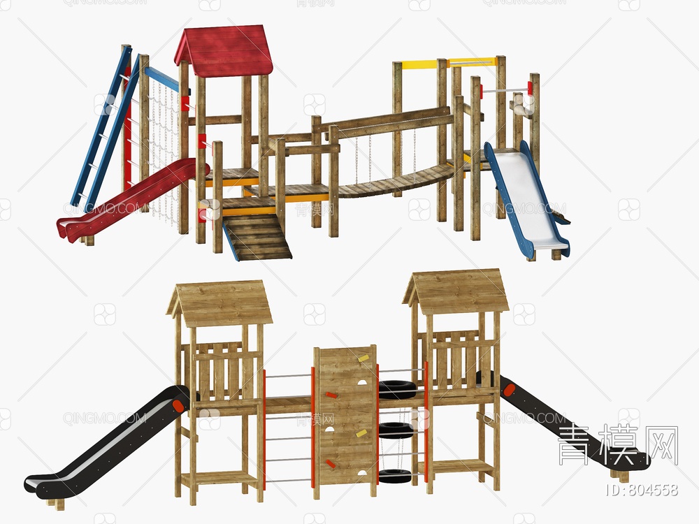 儿童滑梯 游乐设施3D模型下载【ID:804558】