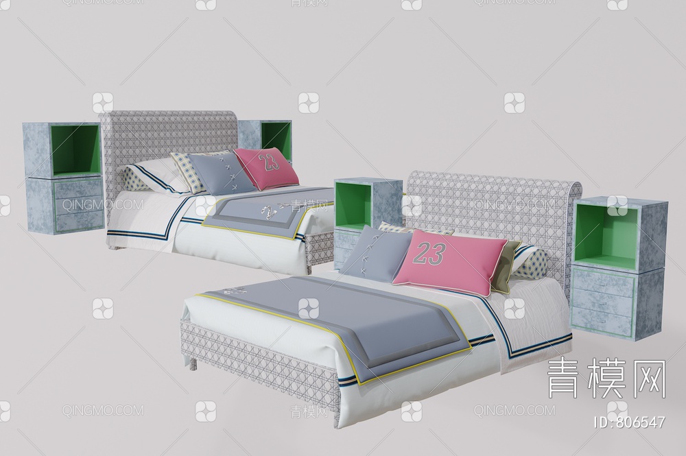 双人床 卧室床3D模型下载【ID:806547】
