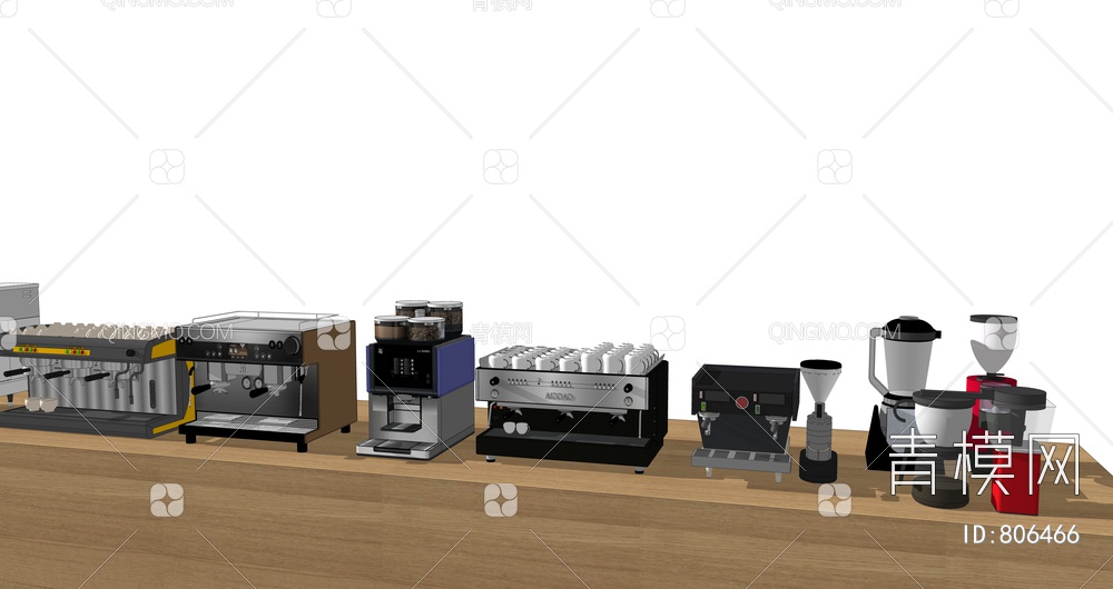 咖啡机奶茶机组合SU模型下载【ID:806466】