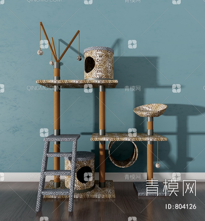 猫窝宠物屋 猫爬架3D模型下载【ID:804126】