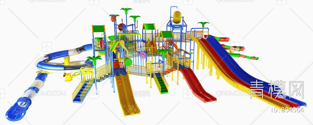 儿童水上乐园 滑梯3D模型下载【ID:804564】