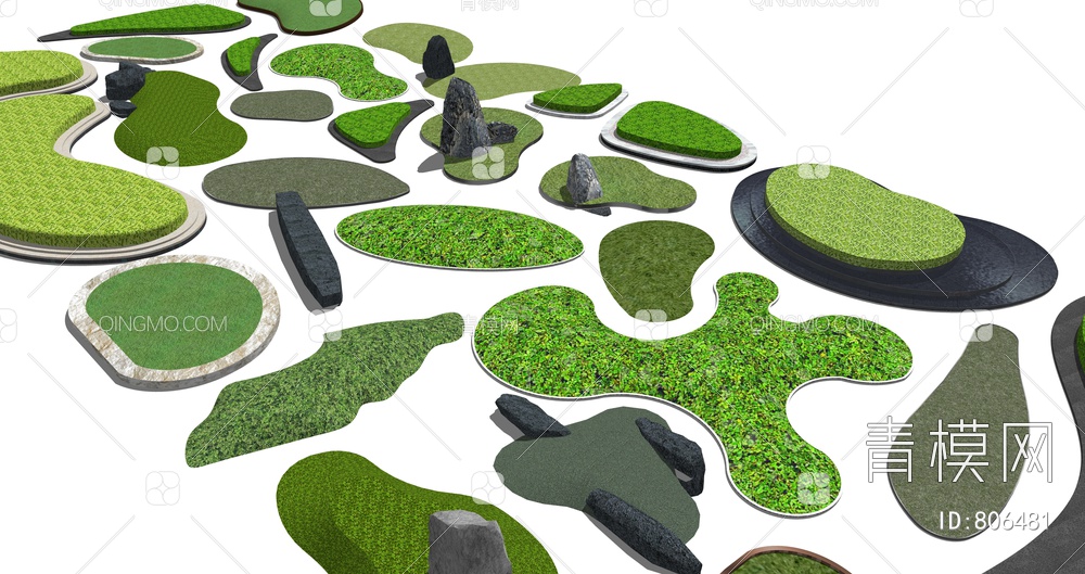 微地形 庭院园林景观造型SU模型下载【ID:806481】