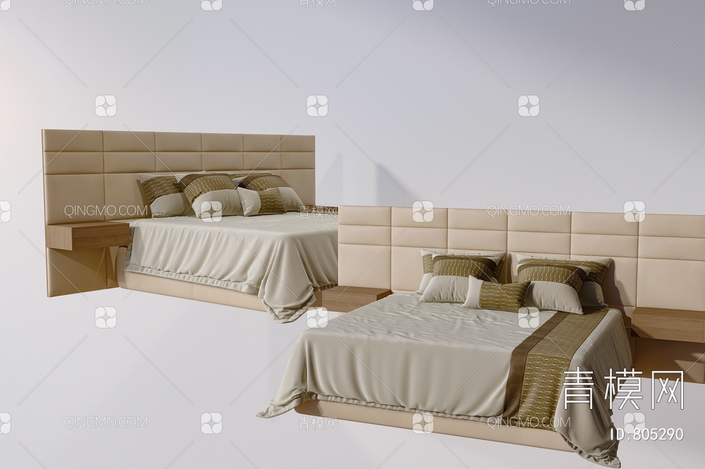 卧室床3D模型下载【ID:805290】