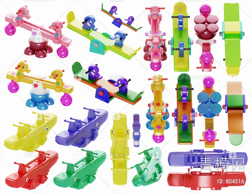 儿童跷跷板游乐器材设备3D模型下载【ID:804516】