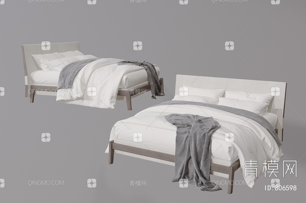双人床 卧室床3D模型下载【ID:806598】