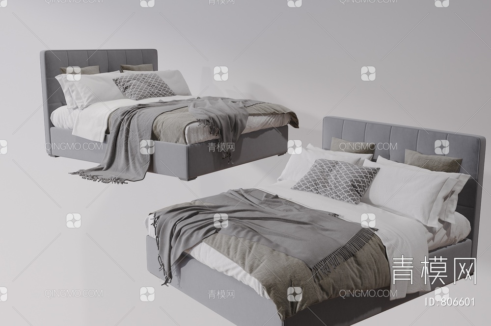双人床 卧室床3D模型下载【ID:806601】